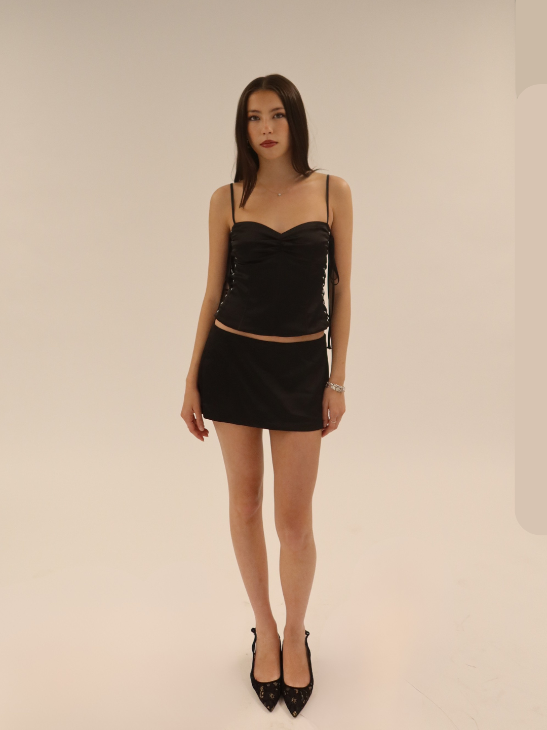 Icon Satin Skirt - Black
