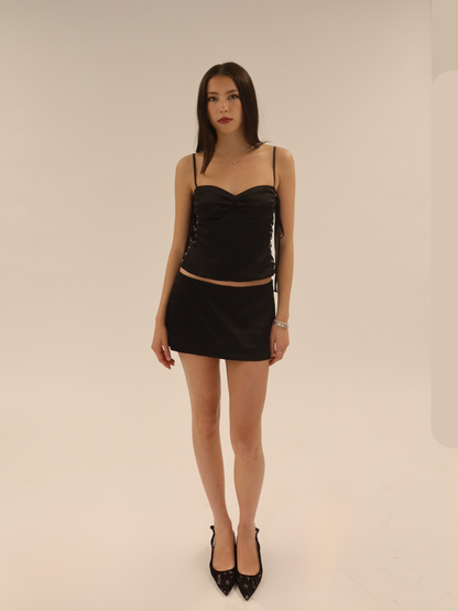 Icon Satin Skirt - Black